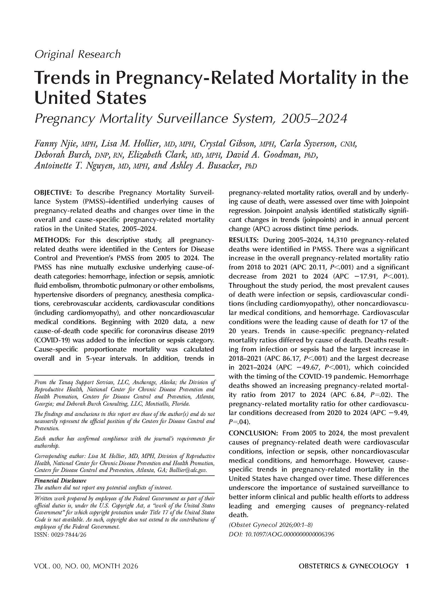 Trends in Pregnancy-Related Mortality in the US
